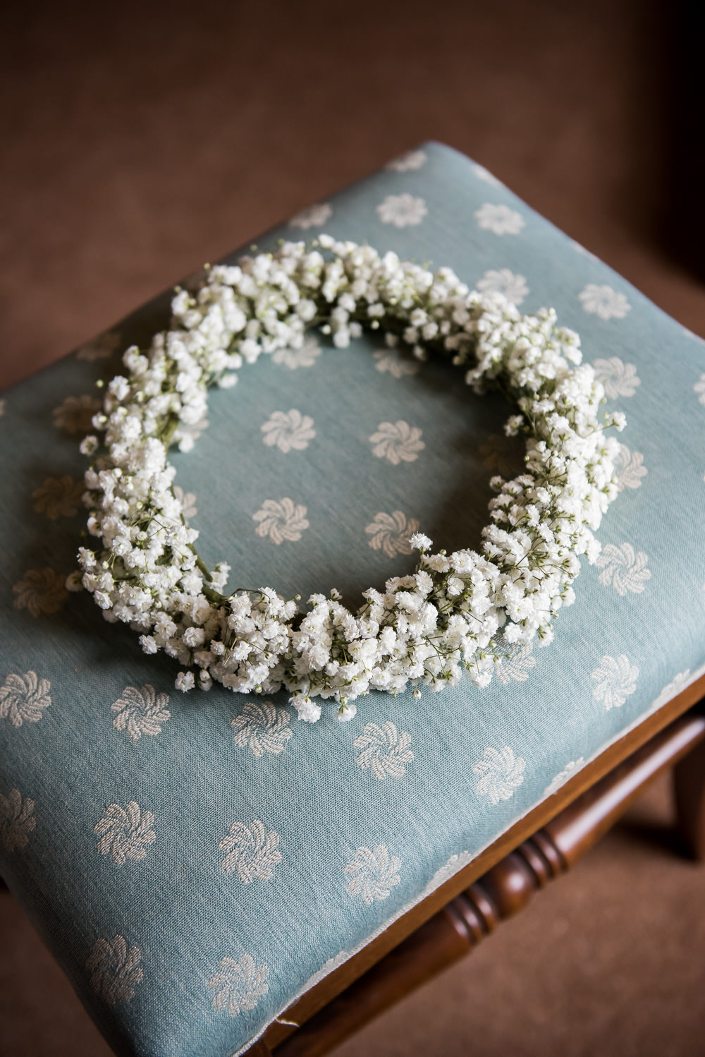 Bride Bridal Gypsophila Crown Flower Floral Inkersall Grange Farm Wedding Jessica Grace Photography