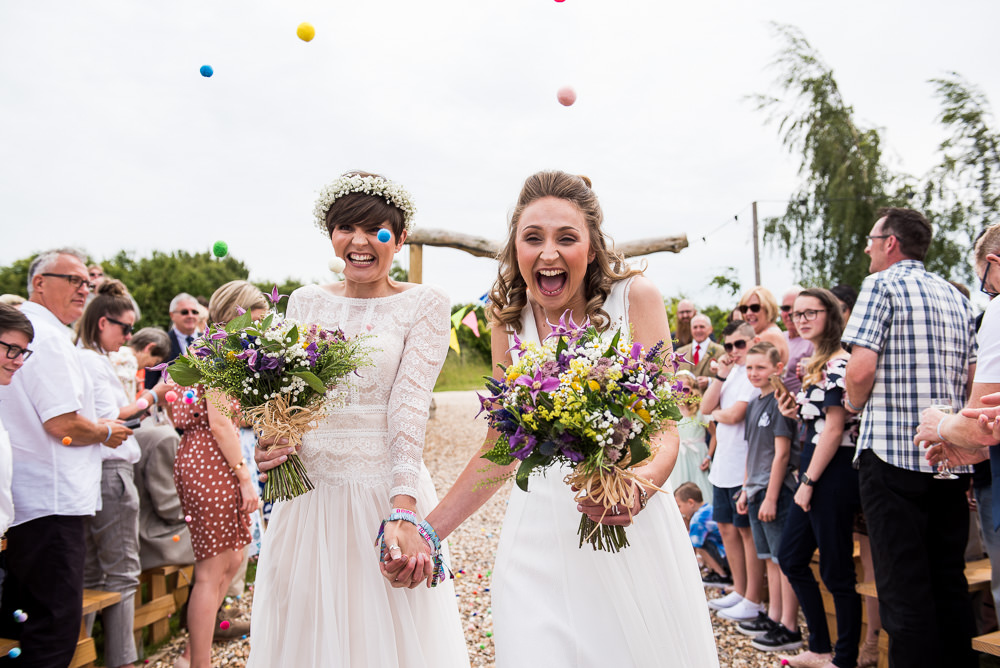 Bride Bridal Long Sleeve Lace Dress Lace Sleeveless Gypsophila Crown Wildflower Bouquet Pom Pom Confetti Inkersall Grange Farm Wedding Jessica Grace Photography