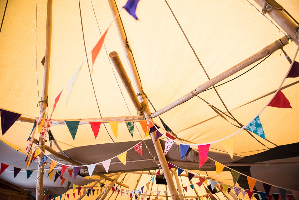 Tipi Bunting Multicolour Inkersall Grange Farm Wedding Jessica Grace Photography