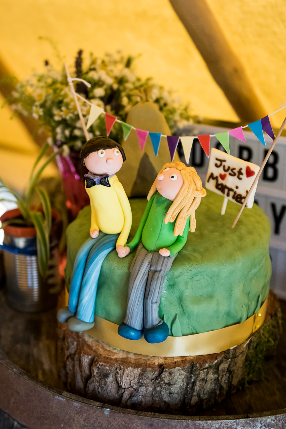 Cake Iced Figure Topper Bunting Inkersall Grange Farm Wedding Jessica Grace Photography