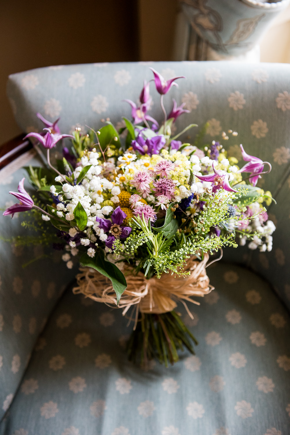 Bride Bridal Wildflower Bouquet Daisy Inkersall Grange Farm Wedding Jessica Grace Photography