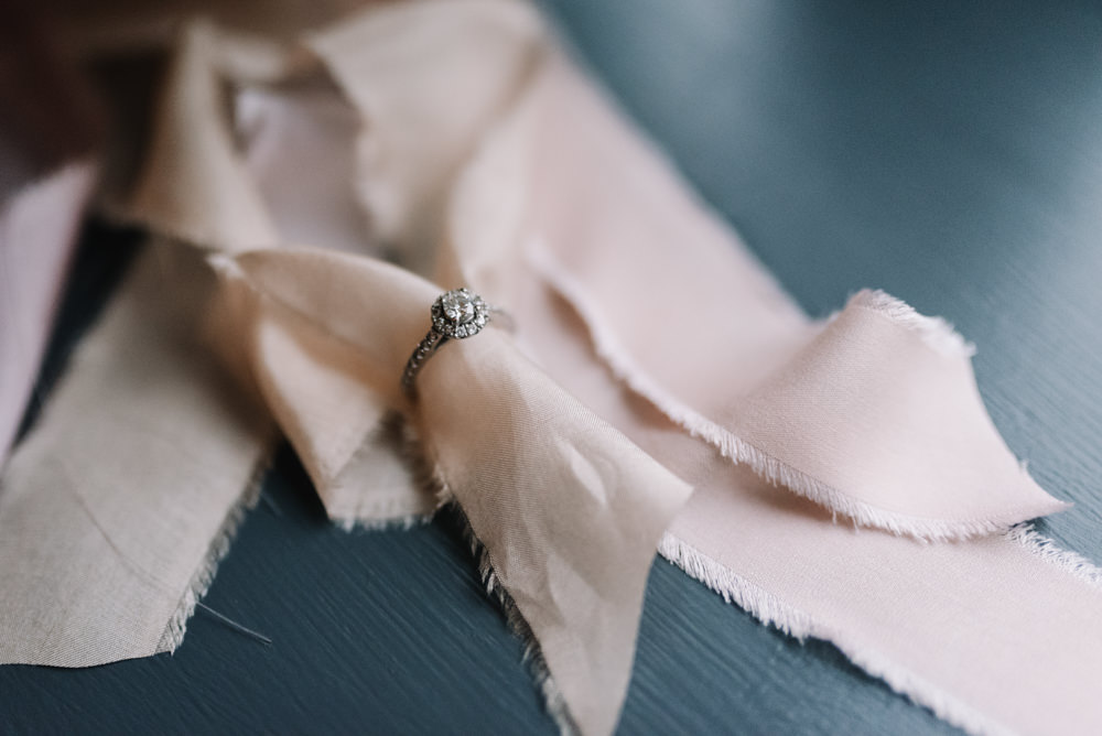 Diamond Enagement Ring Halo Kingscote Barn Wedding Oobaloos Photography