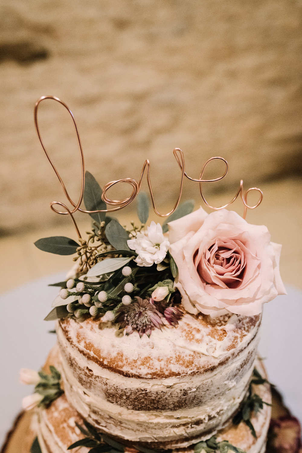 Naked Cake Layer Sponge Semi Flowers Log Stand Wire Love Topper Kingscote Barn Wedding Oobaloos Photography