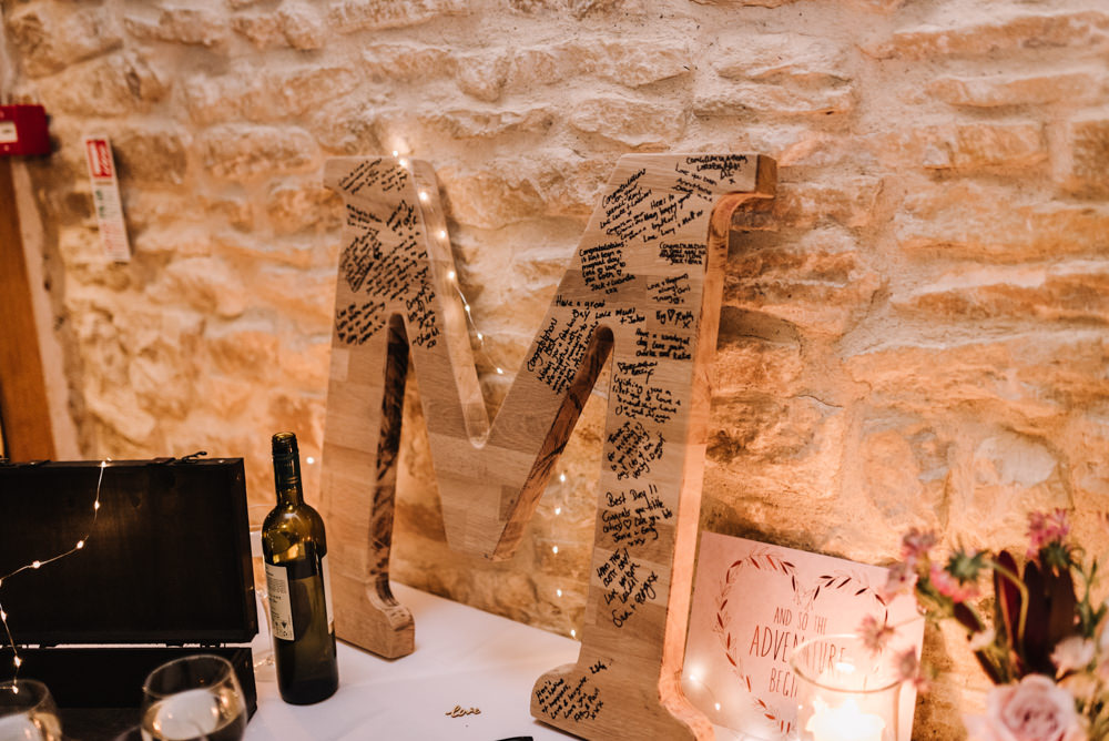 Letter Initial Wooden Guest Book Sign Kingscote Barn Wedding Oobaloos Photography