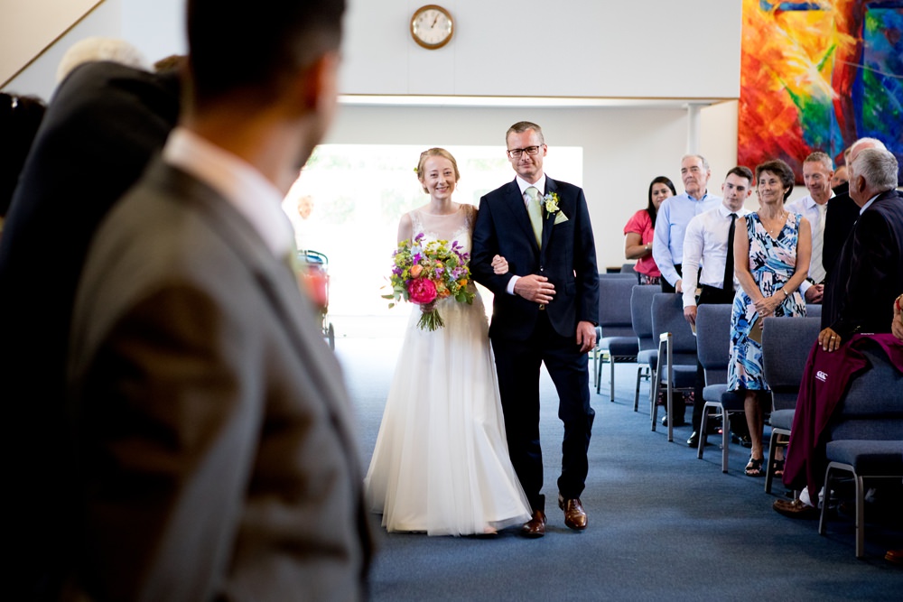 Bride Bridal Sweetheart Neckline Dress Gown Overlay Sleeveless Multicoloured Bouquet Meadow Blousy Meon Bye Farm Wedding Jessica Hayman Photography