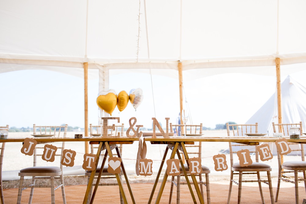 Just Married Bunting Top Table Meon Bye Farm Wedding Jessica Hayman Photography