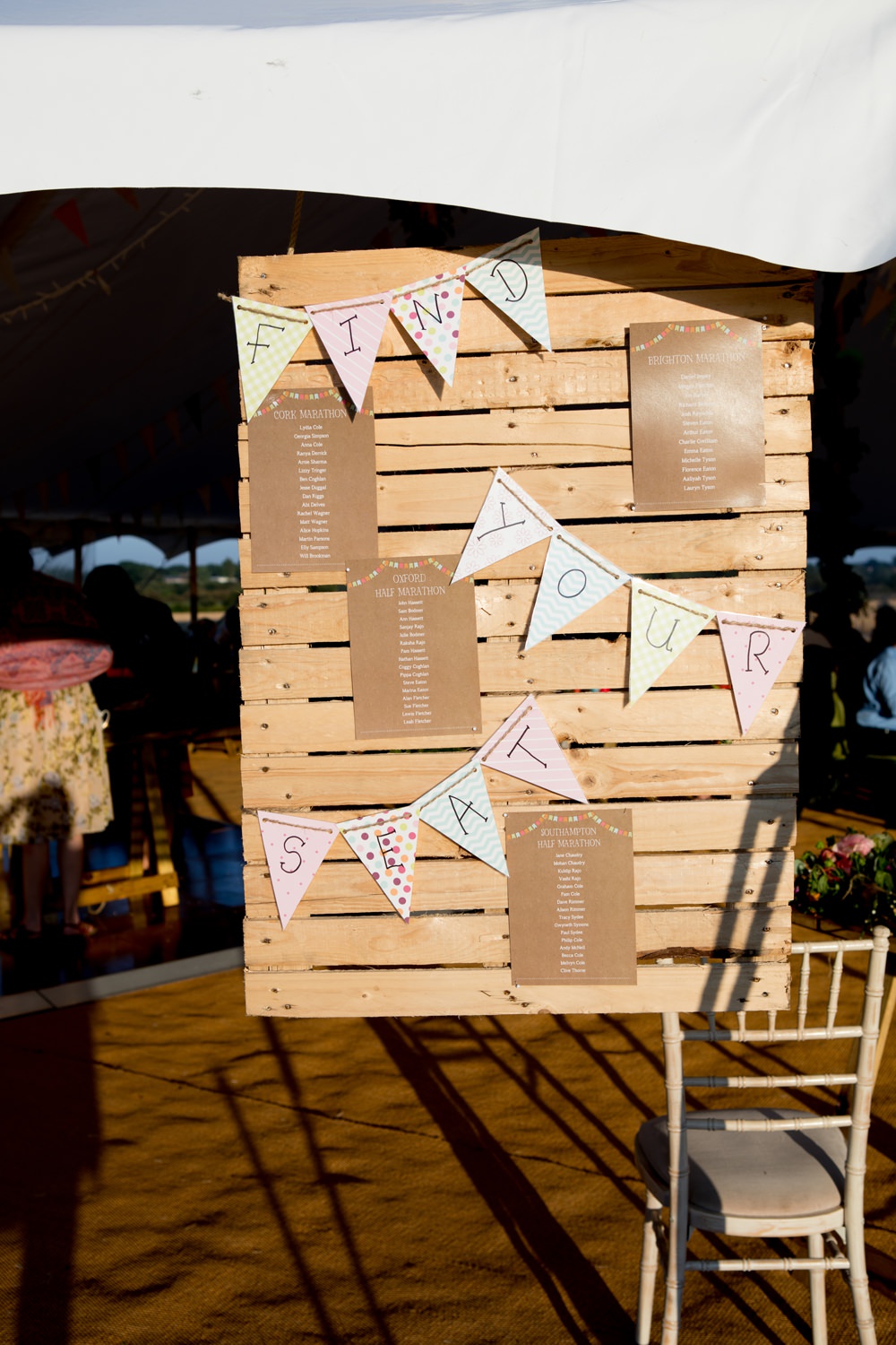 Table Plan Seating Chart Pallet Bunting Meon Bye Farm Wedding Jessica Hayman Photography