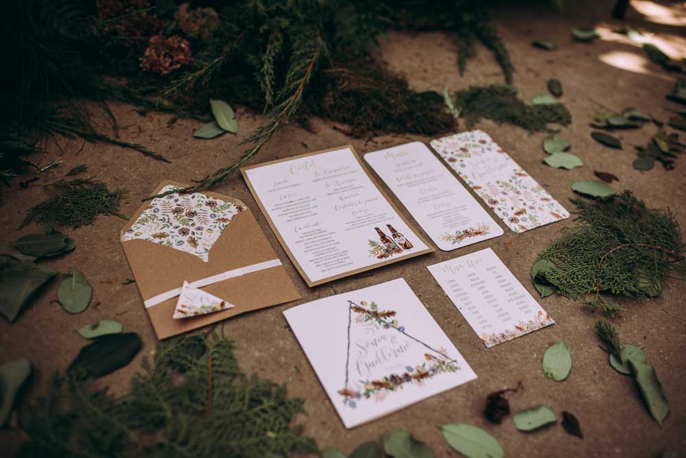 Calligraphy Floral Stationery Beet Triangles Invites Invitations Mountain Wedding Spain Lorena Erre
