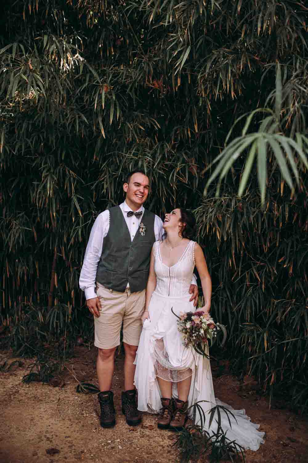 Groom Outfit Shorts Hiking Boots Bow Tie Waistcoat Bride Bridal Shoes Mountain Wedding Spain Lorena Erre