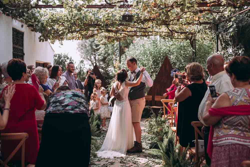 Ceremony Aisle Backdrop Decor Greenery Foliage Ferns Triangle Wooden Outdoor Garden Mountain Wedding Spain Lorena Erre
