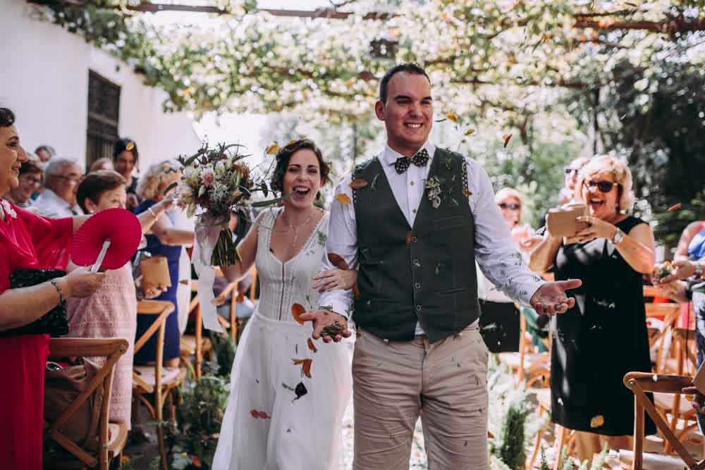 Leaf Confetti Mountain Wedding Spain Lorena Erre