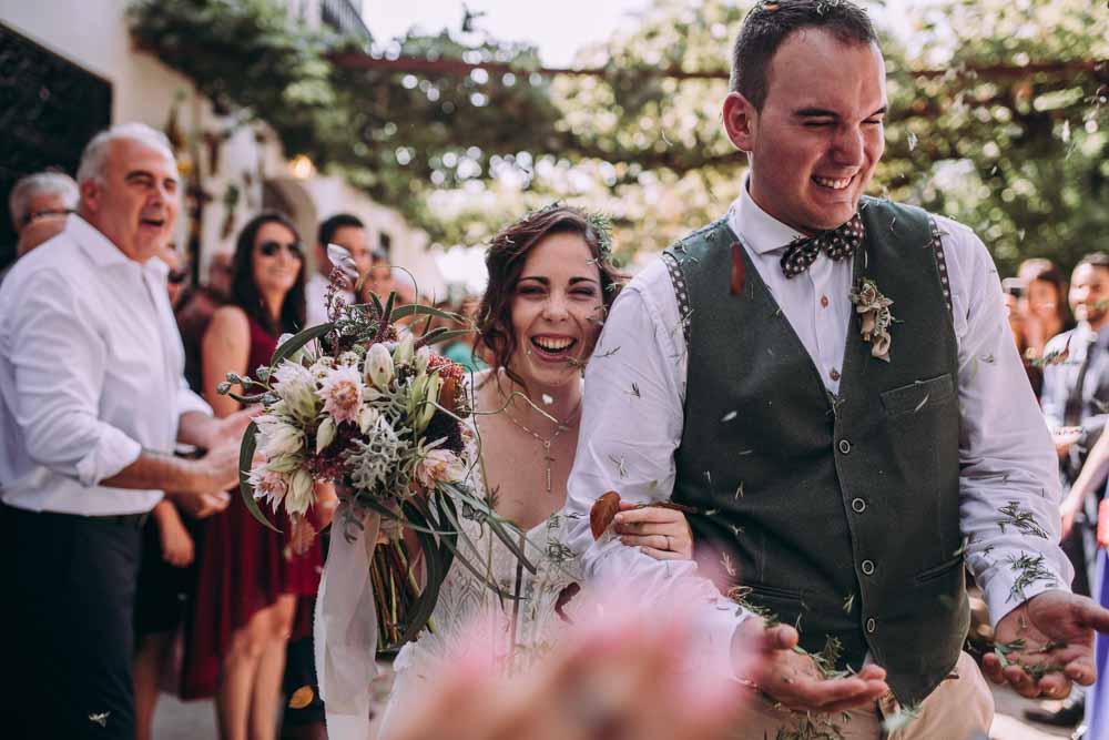 Leaf Confetti Mountain Wedding Spain Lorena Erre