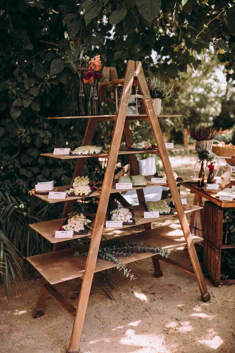 Cakes Desserts Table Ladder Wooden Mountain Wedding Spain Lorena Erre