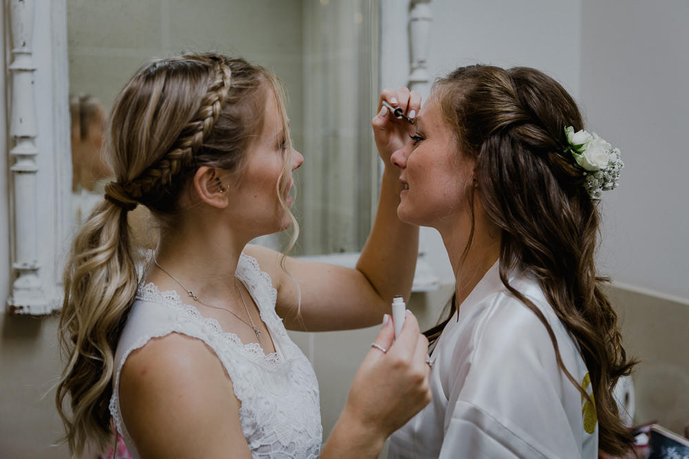 Bridesmaid Up Do Plait Pony Tail Nancarrow Farm Wedding Alexa Poppe Wedding Photography