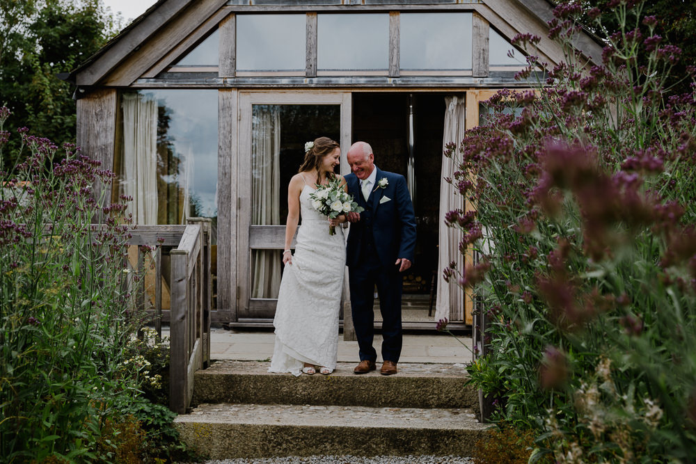 Bride Bridal Sleeveless Strappy Dress Gown Blue Tweed Wool Three Piece Suit Eucalyptus Greenery Bouquet Nancarrow Farm Wedding Alexa Poppe Wedding Photography