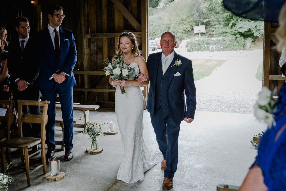 Bride Bridal Sleeveless Strappy Dress Gown Blue Tweed Wool Three Piece Suit Eucalyptus Greenery Bouquet Nancarrow Farm Wedding Alexa Poppe Wedding Photography