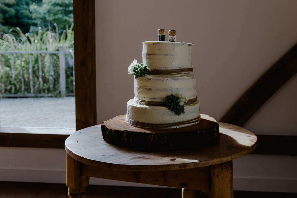 Semi Naked Cake Wood Slice Log Topper Nancarrow Farm Wedding Alexa Poppe Wedding Photography