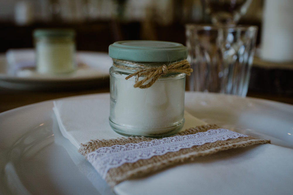 Favours jar Hessian Twine Lace Napkin Nancarrow Farm Wedding Alexa Poppe Wedding Photography