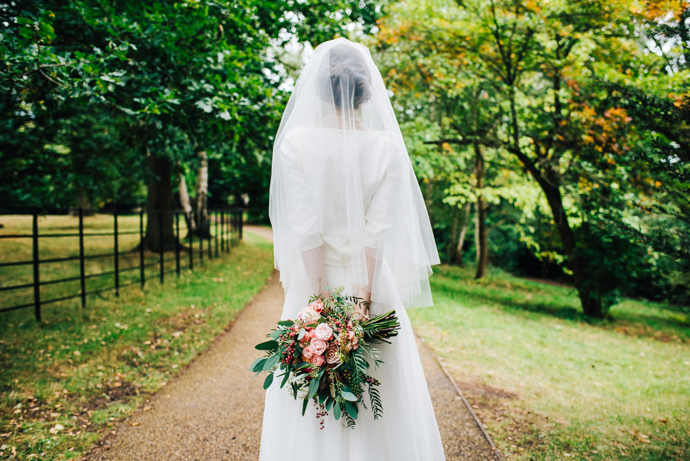 Dress Gown Bride Bridal Separates Skirt Top Tulle Satin Veil Pembroke Lodge Wedding Mark O'Brien Photography