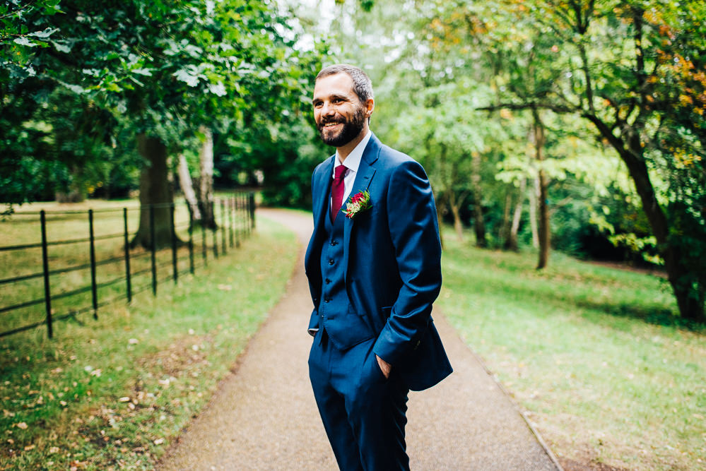 Groom Suit Blue Burgundy Tie Pembroke Lodge Wedding Mark O'Brien Photography
