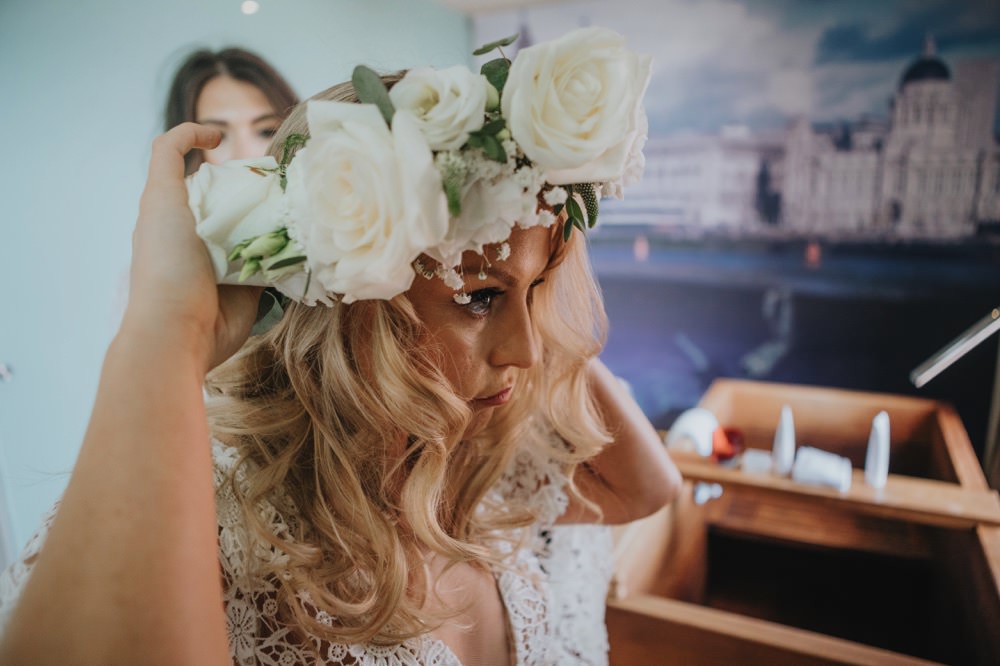 Bride Bridal Flower Crown Rose Sefton Park Wedding Bloom Weddings