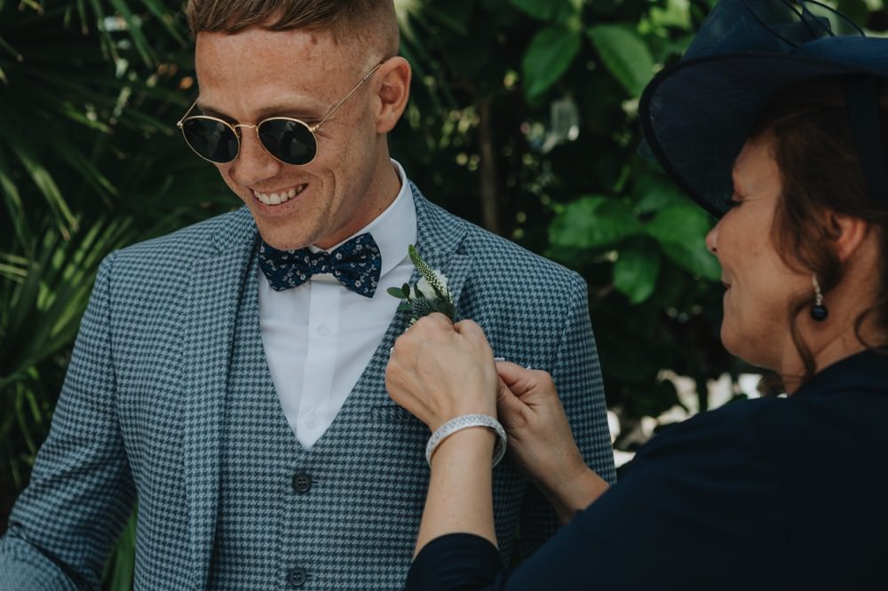 Groom Suit Blue Bow Tie Sunglasses Sefton Park Wedding Bloom Weddings