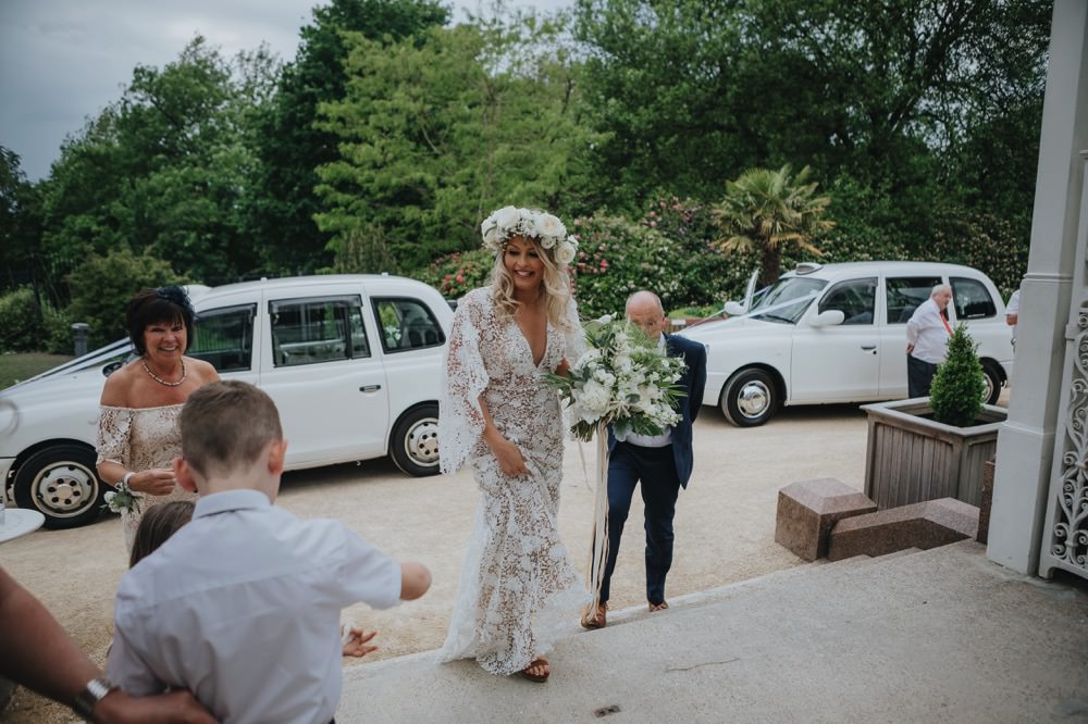 Dress Gown Bride Bridal Lace Cape Sleeves Sarah Seven Sefton Park Wedding Bloom Weddings