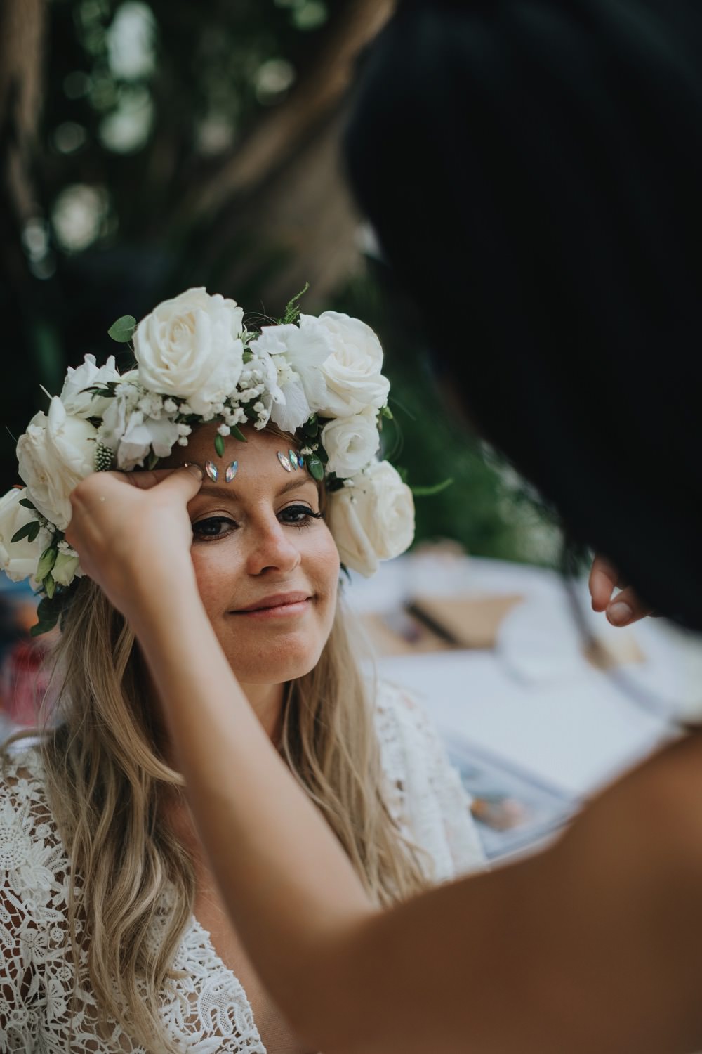 Bride Bridal Flower Crown Rose Glitter Make Up Sefton Park Wedding Bloom Weddings