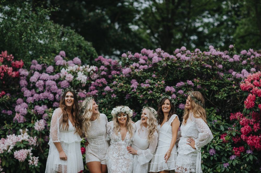 Bridesmaids Bridesmaid Dress Dresses Boho Bohemian White Lace Flower Crowns Sefton Park Wedding Bloom Weddings
