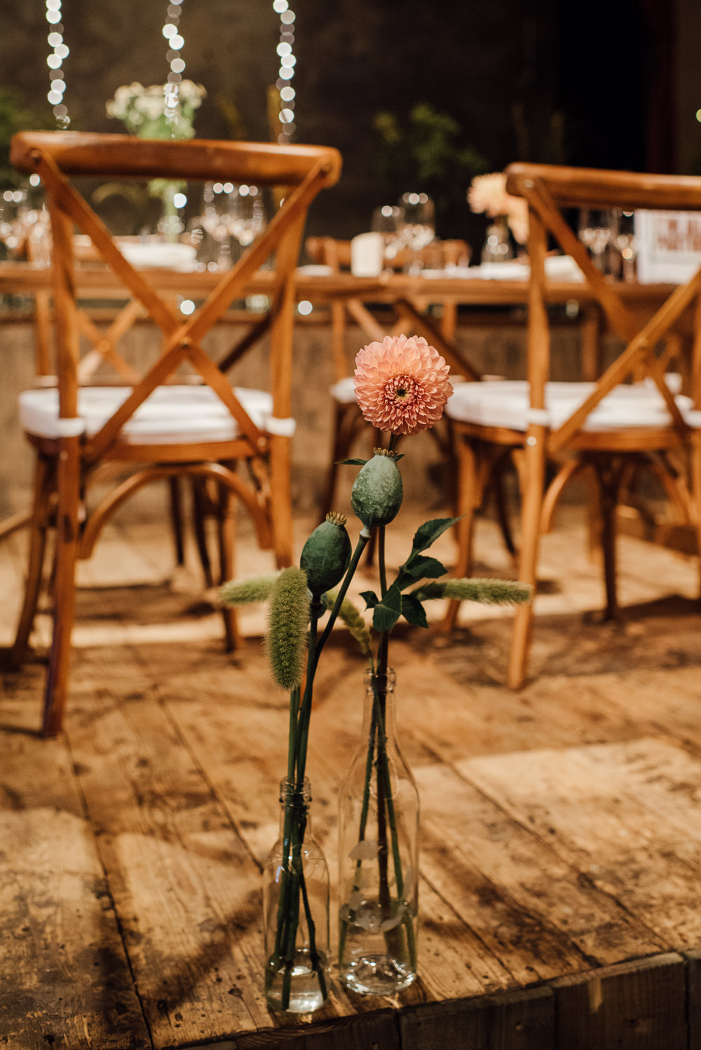 Bottle Flowers Decor Dahlia Seed Head St Paul's Cathedral Wedding The Shannons Photography
