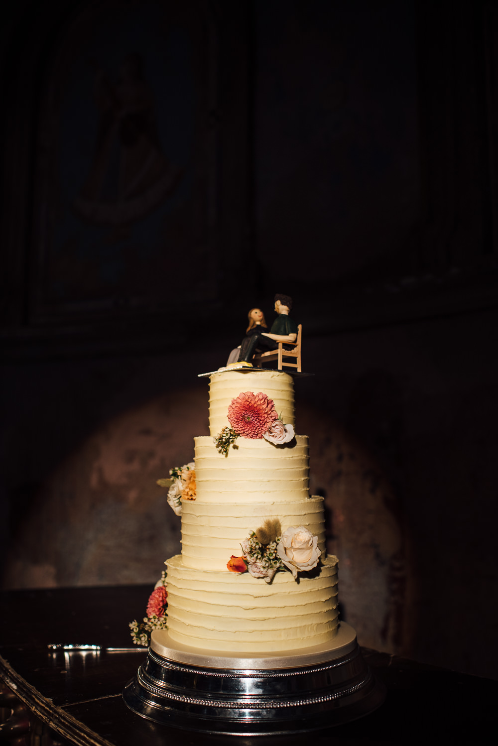 Tall Buttercream Cake Flowers Floral St Paul's Cathedral Wedding The Shannons Photography