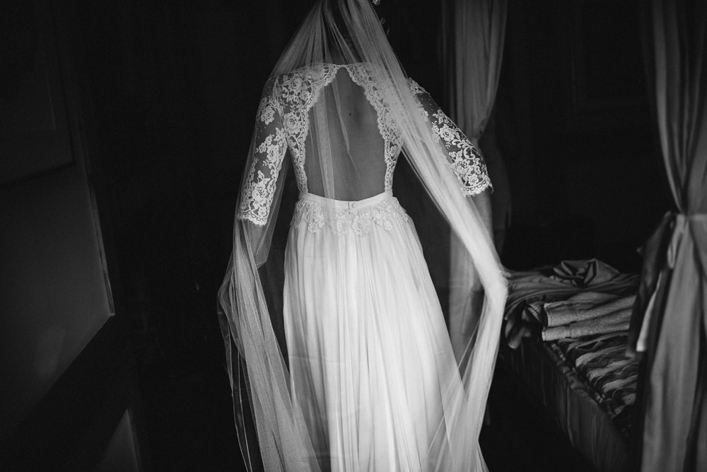 Dress Gown Bride Bridal Veil Lace Sleeves Open Back St Paul's Cathedral Wedding The Shannons Photography