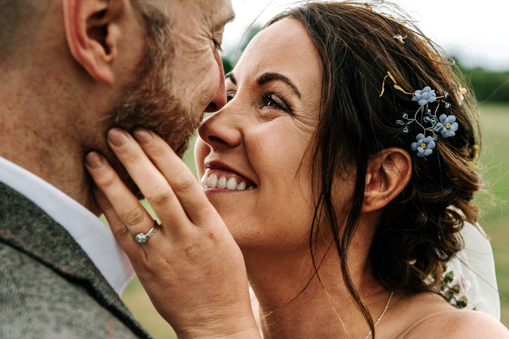 Hair Blue Vine Flower Veil Stanford Farm Wedding Andy Griffiths Photography