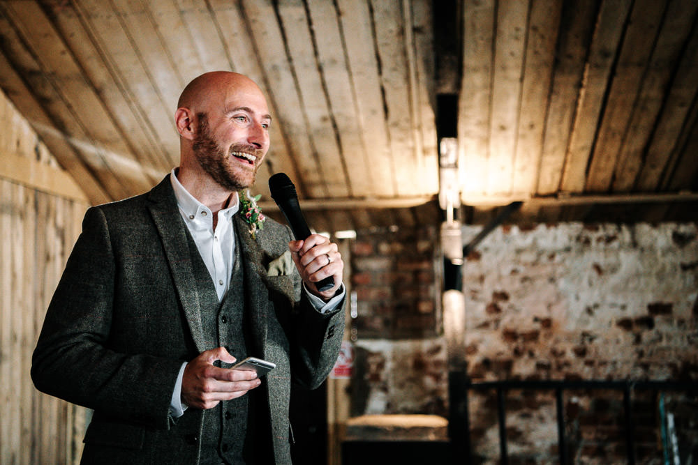 Tweed Suit Waistcoat Groom Stanford Farm Wedding Andy Griffiths Photography