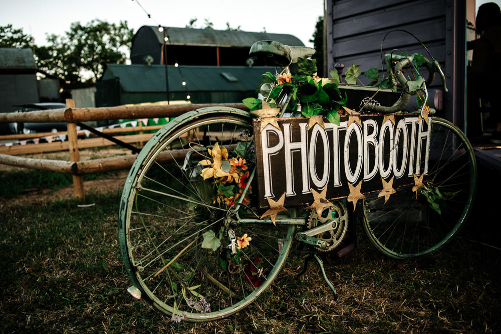 Photo Booth Sign Bike Ivy Stanford Farm Wedding Andy Griffiths Photography
