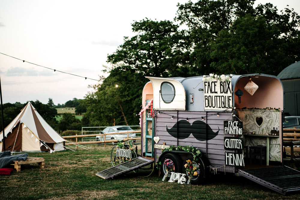 Horse Box Photo Booth Face Painting Glitter Stanford Farm Wedding Andy Griffiths Photography