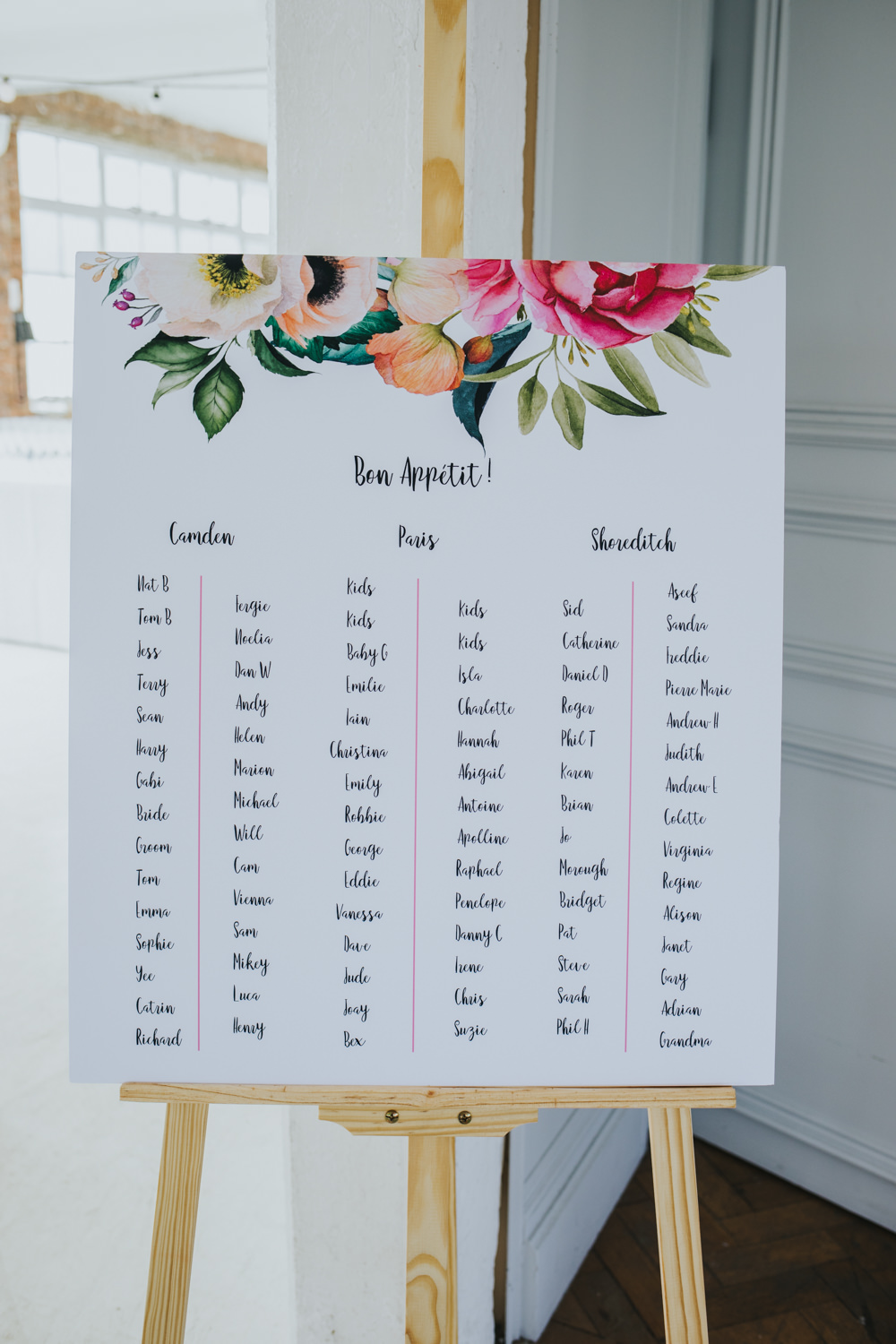 Floral Sign Signage Seating Plan Table Chart Calligraphy Easel Wimborne House Wedding Eva Photography