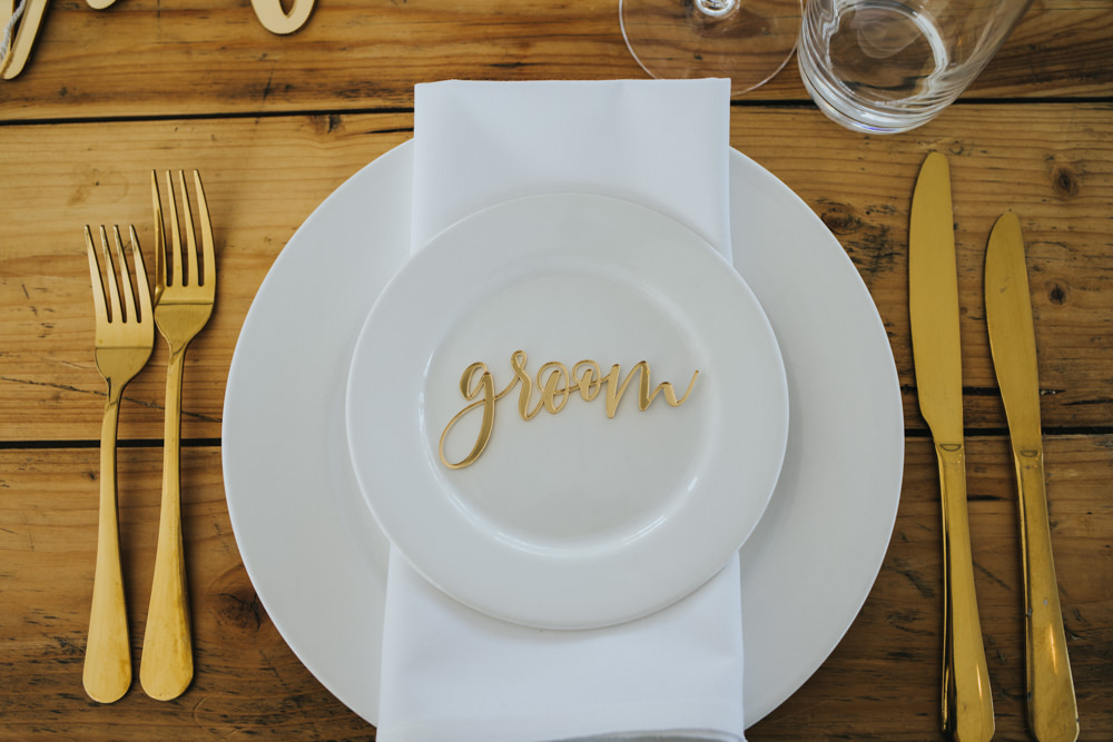 Gold Laser Cut Place Name Wimborne House Wedding Eva Photography
