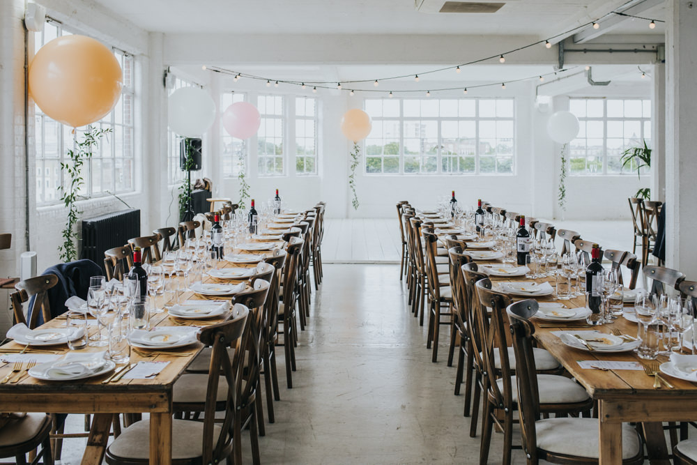 Long Wooden Rustic Table Chairs Wimborne House Wedding Eva Photography