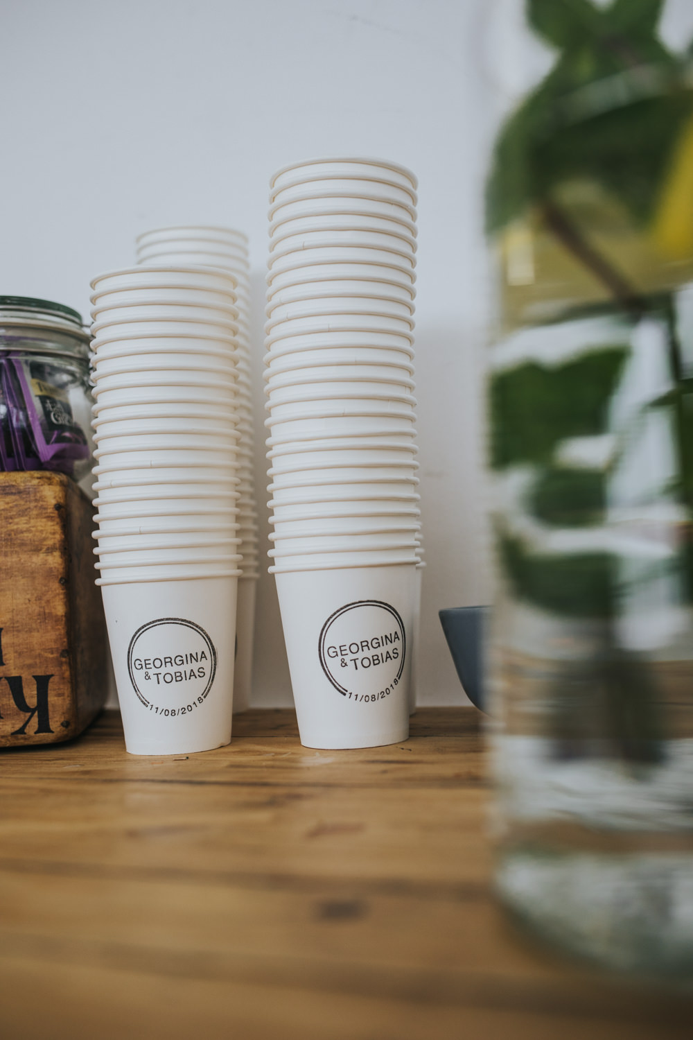 Personalised Paper Cups Wimborne House Wedding Eva Photography