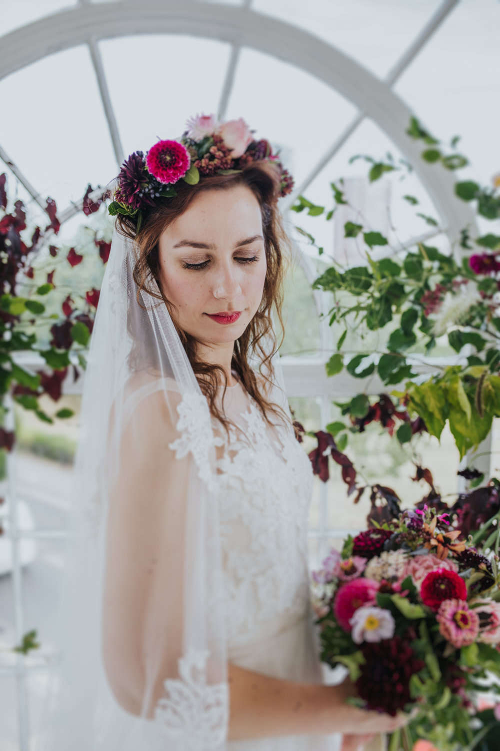 Bride Bridal Make Up Flower Crown Headband Hair Veil Wimborne House Wedding Eva Photography