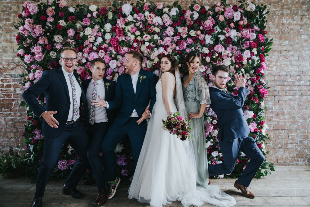 Pink Flower Wall Backdrop Wimborne House Wedding Eva Photography
