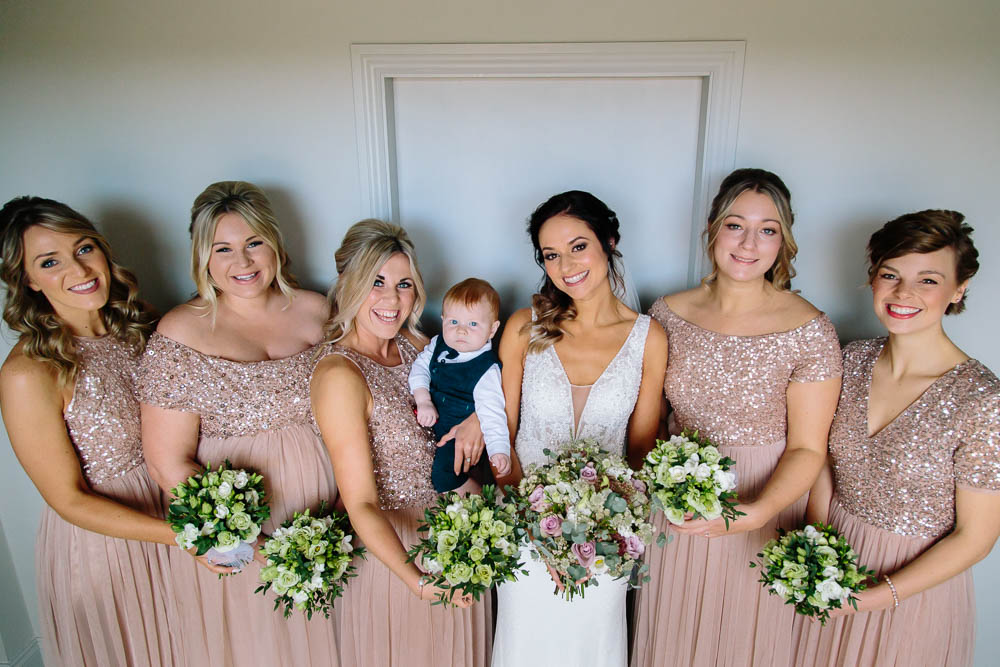 Bride Bridal Sleeveless V Neck Embellished Dress Gown Fitted Sequin Blush Bridesmaids Maxi Full Length Yorkshire Wedding Barn Anna Rose Photography