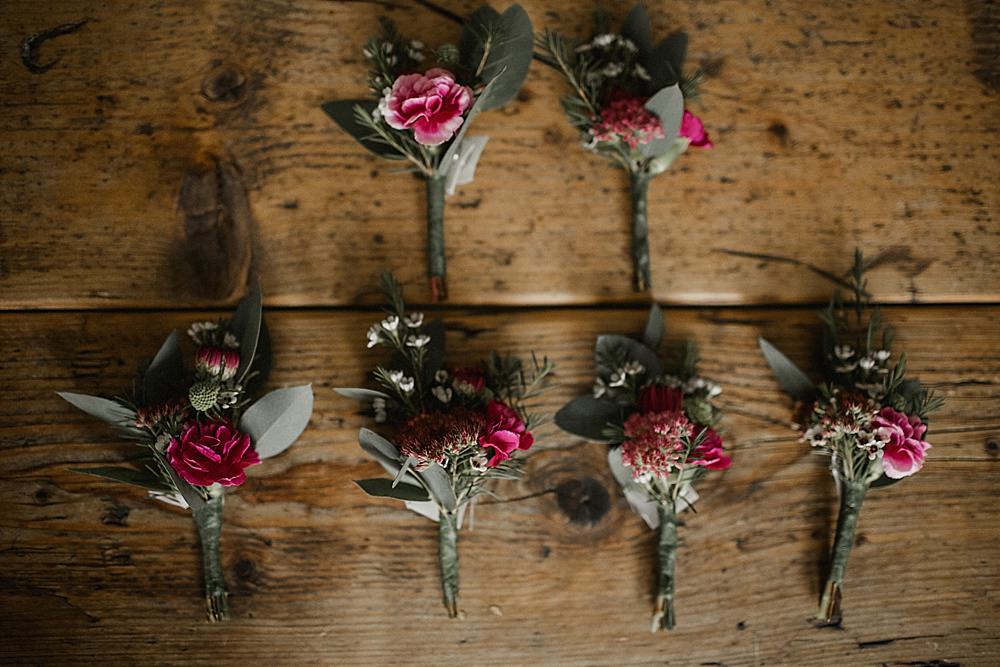 Buttonhole Flowers Red Burgundy Abbeydale Picture House Wedding We Are Da Silva