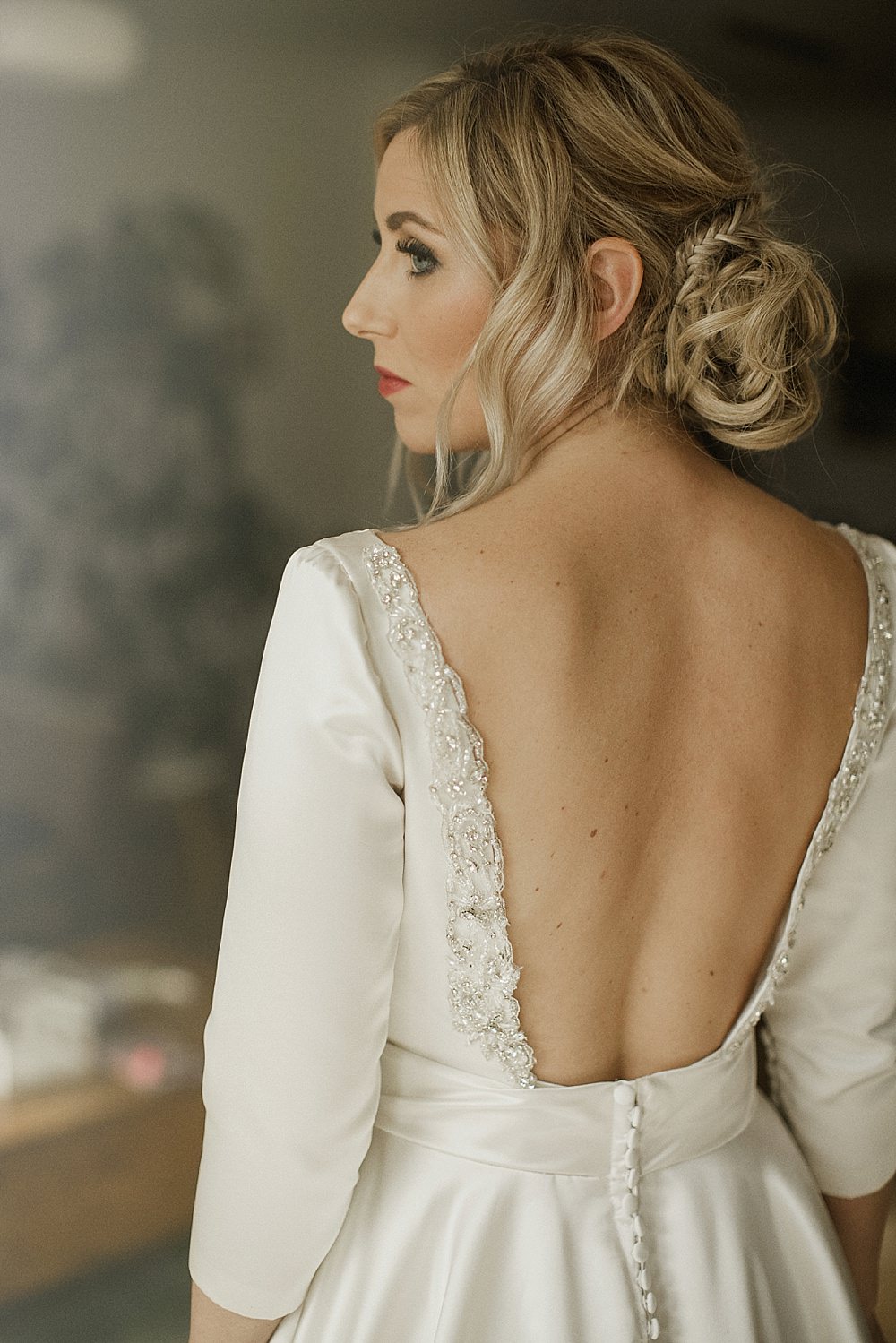 Bride Bridal Dress Gown Pockets Train Belt Low Back Sleeves Modern Chic Abbeydale Picture House Wedding We Are Da Silva