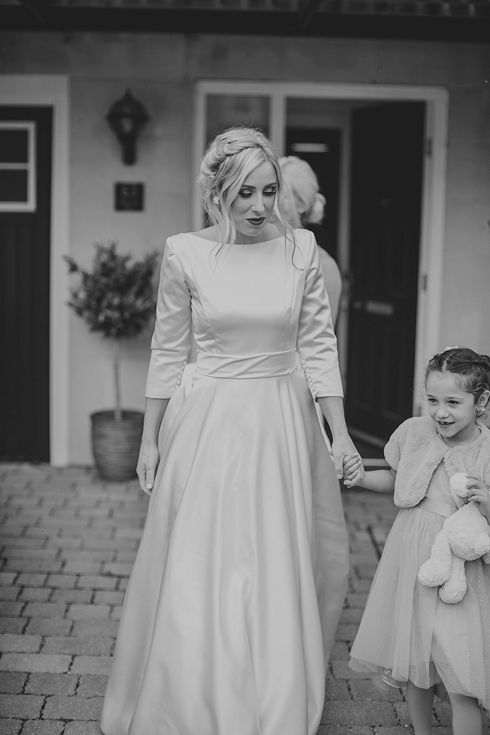Bride Bridal Dress Gown Pockets Train Belt Low Back Sleeves Modern Chic Abbeydale Picture House Wedding We Are Da Silva