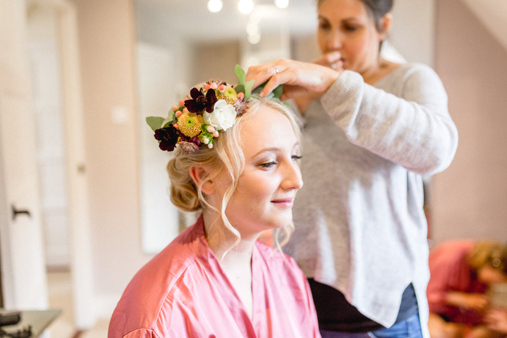 Bride Bridal Flower Crown Greenery Autumnal Boho Wedding Ivory White Photography