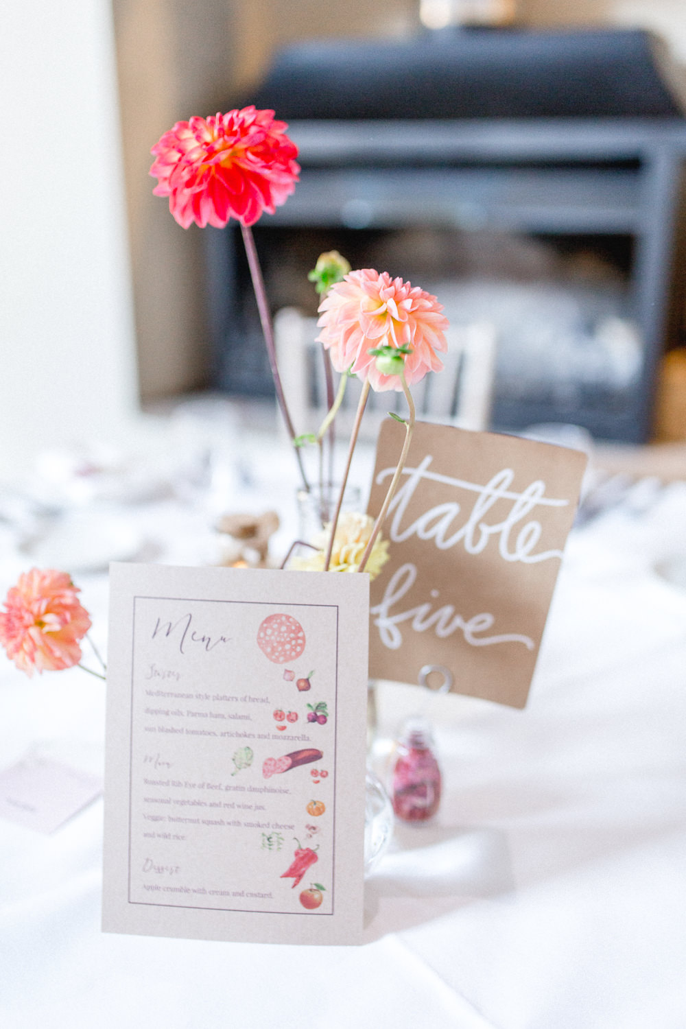 Table Centrepiece Decor Flowers Dahlia Autumnal Boho Wedding Ivory White Photography