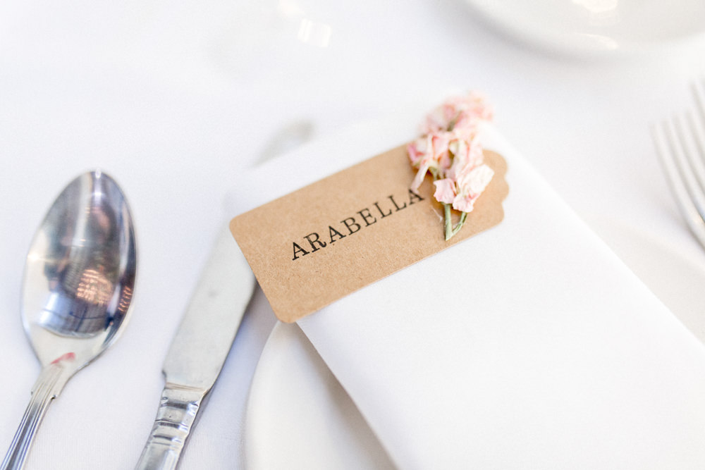 Luggage Tag Place Name Card Floral Autumnal Boho Wedding Ivory White Photography