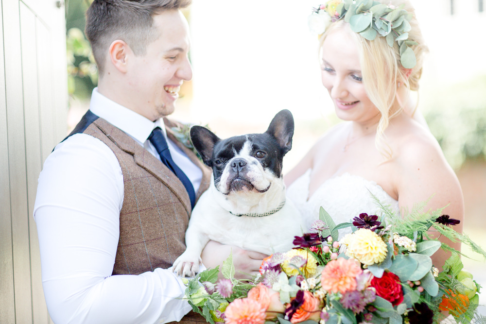 Pet Dog Autumnal Boho Wedding Ivory White Photography